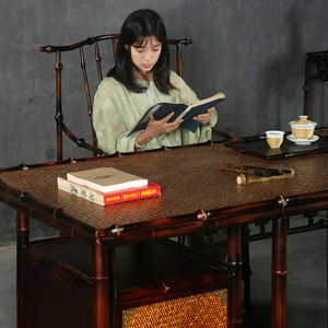 Bamboo Rectangular Desk Song Style Office Desk With Storage Chinese Style Furniture - Product Image 3
