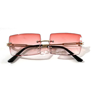 Металлические бескаркасные UV400 Красочные солнцезащитные очки оптом модные европейские американские квадратные ультра легкие солнцезащитные очки - Product Image 6