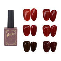 Kit de vernis à ongles en gel de résine rouge de haute qualité 15 ml, ensemble complet, avec brillance longue durée, pour nail art, gel soak-off LED/UV