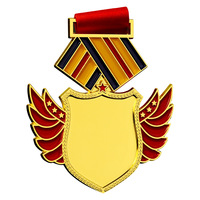Taille personnalisée Forme Ronde Acrylique Métal Inoxydable Cuivre Bois Nom Sport Or Argent Graver Trophée Plaque Médaille Pièce Badges