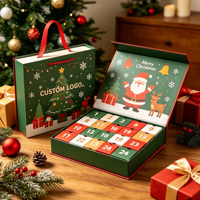 Lot de sacs cadeaux personnalisés pour calendrier de l'Avent de Noël, motif dessin animé Père Noël, cloche et flocon de neige, boîte d'emballage vide pour compte à rebours