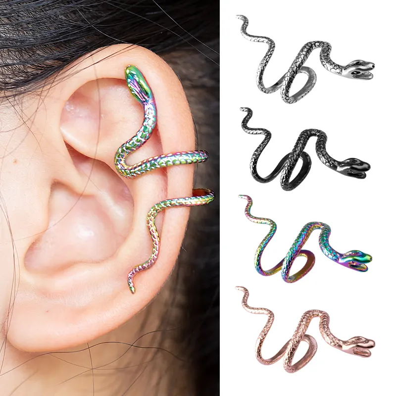 1PC Brass Snake Clips Adjustable Punk Non Pierced Earrings Ear Cuffs for Women Men Fake Piercing Earrings Jewelry