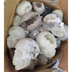 Đá mã não tự nhiên 100%, hình đầu lâu, động vật được chạm khắc trong hang động - Product Image 1