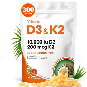 Cápsulas Blandas de Vitamina D3 K2 MK7 10000 UI, Cápsulas Blandas de Vitamina D3+K2 CON ACEITE DE COCO para la Salud del Adulto y el Apoyo Inmunitario - Product Image 2