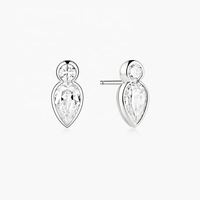 LOZRUNVE Boucles d'oreilles clous en argent sterling 925 avec double pierre en zircon et diamant taille poire, vente en gros