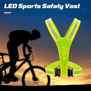 إشارة مرورية وامضة بإضاءة LED حزام عاكس سترة عاكسة لرياضة الجري مع حزام مطاط قابل للتعديل للمسافرين الليليين راكبي الدراجات - Product Image 6