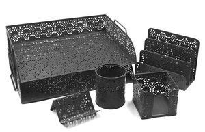 Wildeny nero in rete metallica Set organizzatore <span class=keywords><strong>scrivania</strong></span> per ufficio <span class=keywords><strong>cancelleria</strong></span> con supporto per promemoria e vassoio di carta - Product Image 5