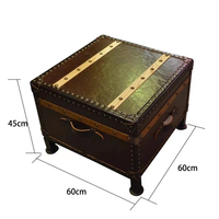 Table basse rétro en cuir avec coffre de rangement, table centrale rustique de style caisse pour salon, table à thé pour canapé à domicile
