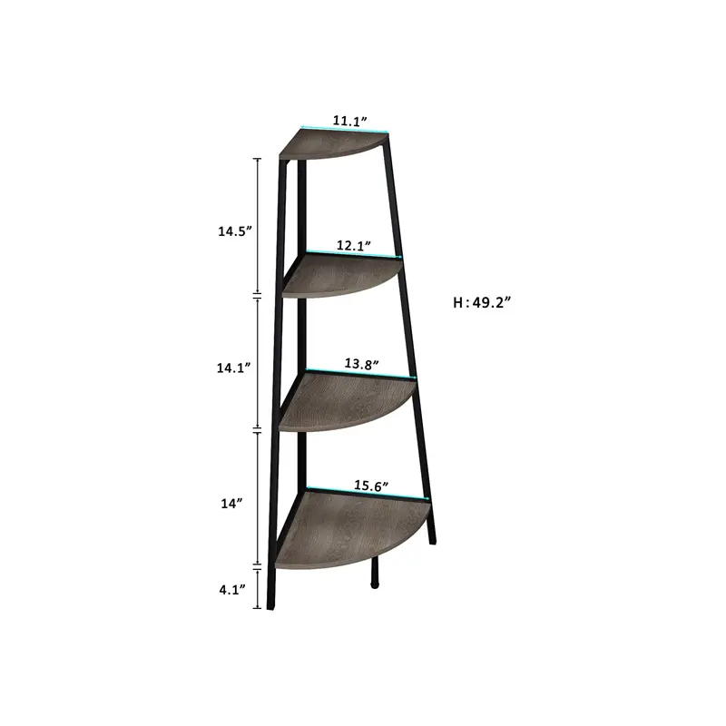 Modern simple four layer bookcase with iron frame