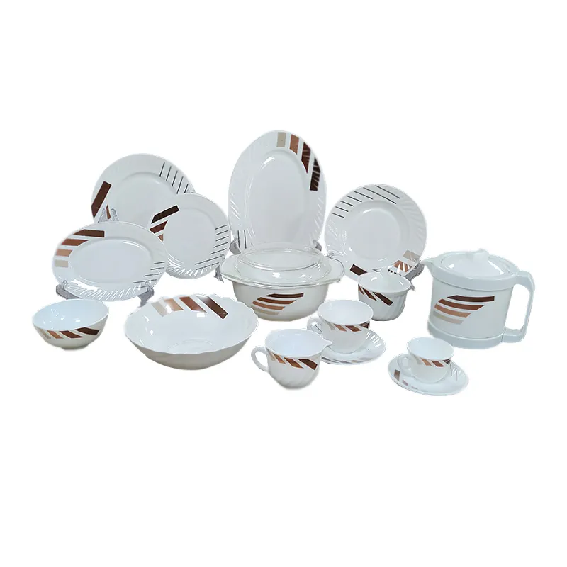 58pcs opal glassware dinnerware set customized size and pattern and bottom logo for home hotel and party