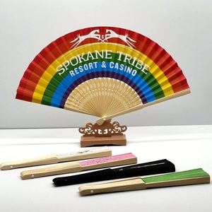 Vente en gros d'éventails pliants manuels en bois de bambou personnalisés avec logo pour la promotion - Product Image 3