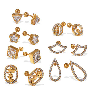 Pendientes Geométricos de Aleación de Zinc con Engaste de Bisel, Joyería de Moda para Fiesta, Diseño de Cubo Irregular, Pendientes para Mujer - Product Image 5