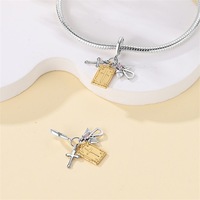 Vente en gros d'argent sterling 925 vierge ange croix zircon bracelet fin pendentif à breloque bijoux pour femmes enfants chrétien