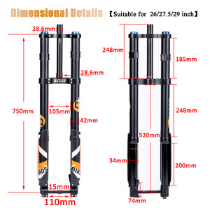 โช้คจักรยานเสือภูเขา BUCKLOS ขนาด 29 นิ้ว แบบ Downhill Inverted Fork โครงสร้างสองชั้น อลูมิเนียม 700715 สำหรับจักรยาน Downhill Inverted Fork และจักรยานเสือภูเขา - Product Image 3