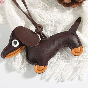 Porte-clés QQ en cuir représentant un teckel, avec cordon tressé et pendentif dessin animé de chien, idéal pour sacs à main - Product Image 2