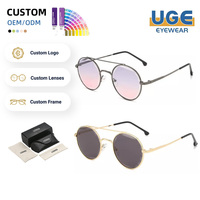 Lunettes de soleil rondes en métal pour femmes, style vintage, double pont, verres dégradés, vente en gros, lunettes de créateur de haute qualité