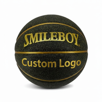 SMILEBOY Ballon de basket officiel taille 7 noir et or en similicuir PU résistant à l'eau, haute adhérence, résistant à l'usure, pour adultes et jeunes