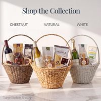 Panier cadeau tissé en jacinthe d'eau naturelle avec poignée haute, pour Noël, Pâques, organisation de la maison