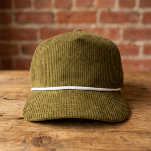 Injae Vina Unisex Corduroy Snapback Cap Olive Green 5-Panel Solid Color Contrast Trim Casual Breathable Waterproof Outdoor for - Product Image 1