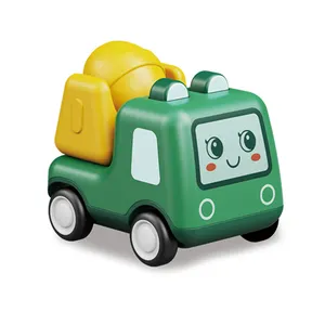 QS nueva llegada niños dibujos animados ingeniería coche niños regalo plástico Mini lindo expresión fricción vehículo juguetes con música Luz