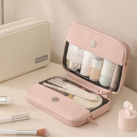 Pochette de maquillage moderne en velours côtelé, organiseur de voyage avec compartiments à double fermeture éclair pour cosmétiques, modèle chinois BBC2316