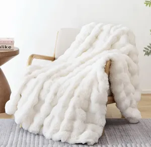 650gsm Thỏ lông điện ném chăn Thêm Kích thước lớn, 60 "x 70" mềm Faux lông nóng ném - Product Image 6