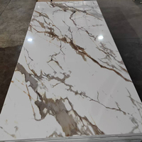 Finition haute brillance adaptée aux hôtels, panneaux muraux en PVC SPC imitation marbre, imperméables, résistants au feu et faciles à installer