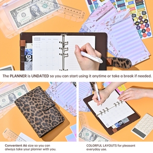 A6 Ngân Sách chất kết dính Leopard in PU da rời lá kế hoạch cá nhân Chất kết dính Bìa Ngân Sách chất kết dính với khóa từ đóng cửa - Product Image 4