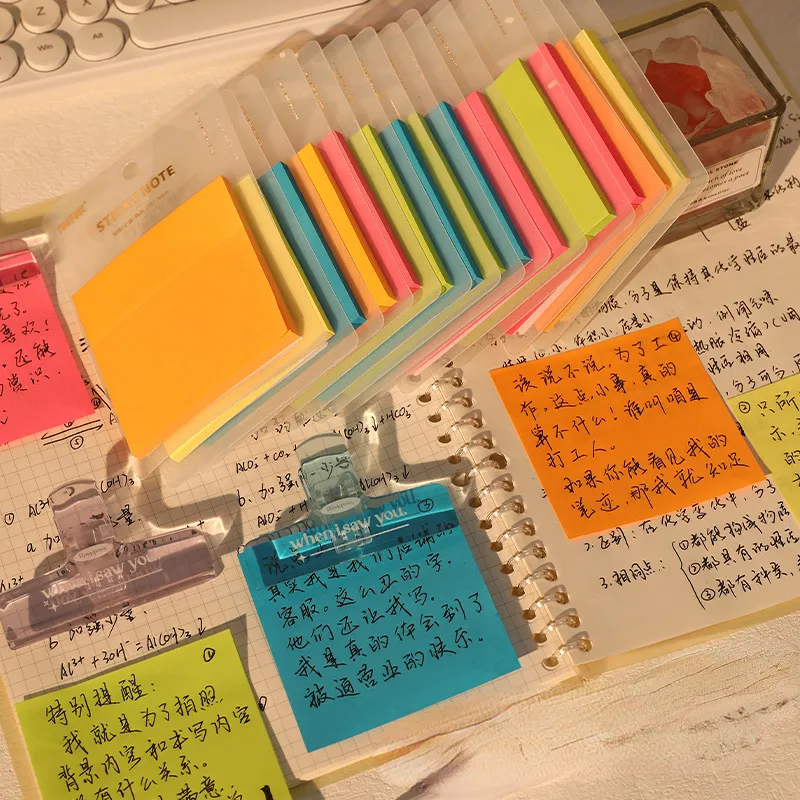 Флуоресцентные удобные блокноты креативные цветные квадратные маркеры для ключей для студентов, наклейки с индексом могут быть прикреплены 50 листов