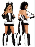 Costume de Performance DS pour Femme Adulte, Motif Tigre Léopard, avec Queue de Chat, pour Halloween et Mascarade, en Polyester Sauvage