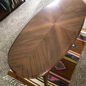 Table basse moderne faite à la main, prix de gros, en bois de noyer massif, ovale, ellipse, rectangle, style mid-century - Product Image 3