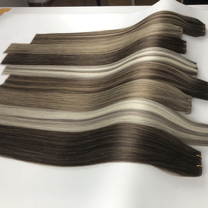 Nuova trama geniale di alta qualità capelli capelli biondi trama estensioni di capelli umani può essere tagliato piatto invisibile trama di colore chiaro - Product Image 3