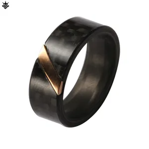 Cut Laser-markering Machine Rvs Gold Accessoire Carbon Fiber Ring Mens Wedding Bands