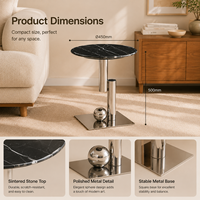 Table console moderne avec plateau rond en marbre, base en acier inoxydable, garantie de 3 ans, pour le mobilier de salon, respectueuse de l'environnement