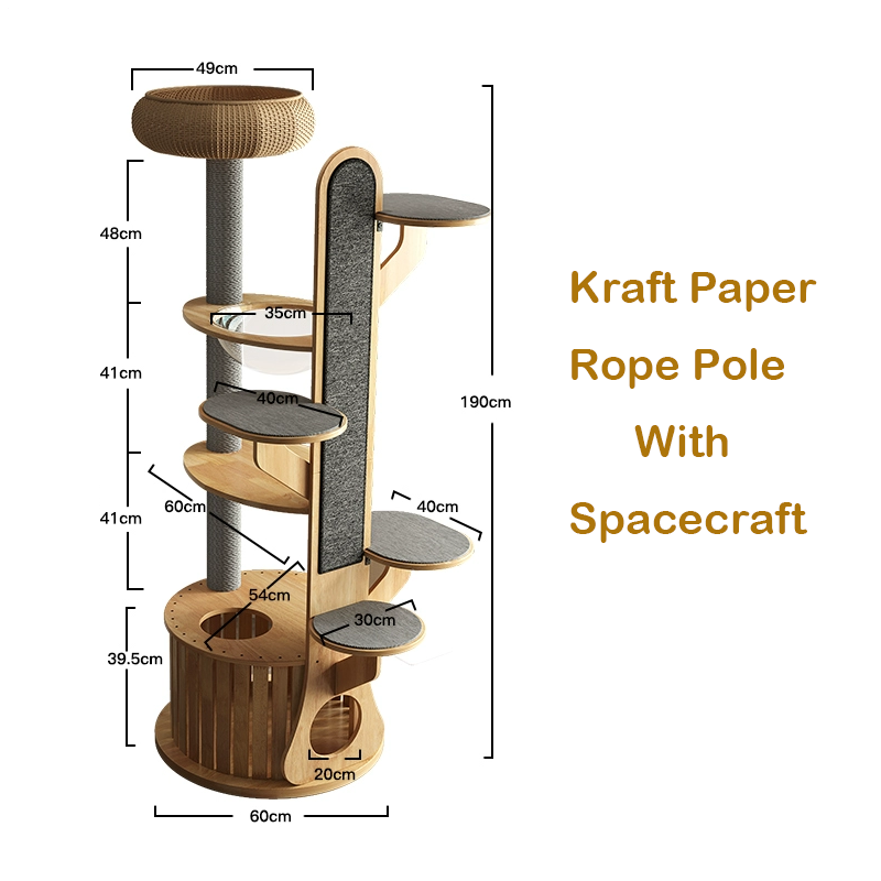 Poste de cuerda de papel kraft + nave espacial