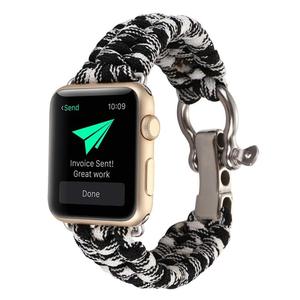 Correa de Paracord para exteriores para <span class=keywords><strong>Apple</strong></span> <span class=keywords><strong>Watch</strong></span>, banda de 38mm, 42mm, 40mm, 44mm, cuerda de nailon tejida para iWatch Series 5 4 3 2 - Product Image 4