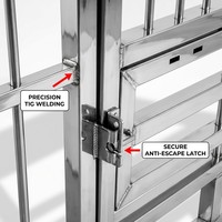 Cage pour chiens en acier inoxydable SUS 304 antirouille avec panneaux modulaires et loquet sécurisé pour enclos extérieur professionnel ou élevage