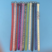 Bracelet à lettres DIY en PU pailleté, bracelet à breloques coulissantes personnalisé, bracelet à sequins colorés pour femme, cadeau promotionnel pour fête