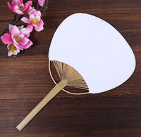 Éventail en bambou blanc personnalisé, manche long, design classique traditionnel japonais libellule, 19x24cm, pour cadeau de fête d'Halloween
