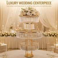 Grand centre de table floral en fer doré à 5 niveaux, style européen, avec bases, 160 cm de haut, pour mariages