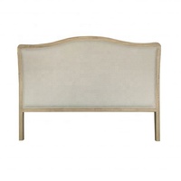 Tête de lit HL114K en chêne massif, style rustique français, personnalisable, pour lit King/Queen, avec revêtement en lin, pour chambre à coucher