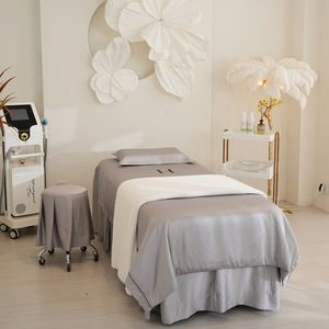 Wholesale Customized Gray Beauty Salon <strong>Bed</strong> <strong>Sheet</strong> Sets Massage Table Skirt Facial <strong>Valance</strong> <strong>Bed</strong> Cover With Face Hole - Product Image 3