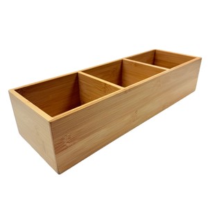 Cesta de baño de bambú rectangular con compartimentos para artículos de aseo y toallas, organizador de escritorio - Product Image 2