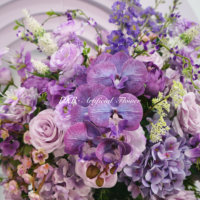 Supplier pernikahan, runner bunga ungu terlaris, bunga mawar sutra, runner bunga hydrangea buatan untuk dekorasi pernikahan