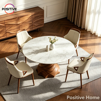 Table à manger ronde moderne de luxe en marbre artificiel avec base en spirale en bois massif, mobilier de salle à manger écologique pour hôtel