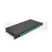 Panel Patch Fiber Optik Rak Mount 1U 19 Inch Indoor, Baja Canai Dingin, 12/24 Port ODF SC/FC/ST/LC