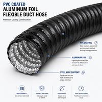 Tuyau flexible industriel en aluminium recouvert de PVC sur mesure, de 50 mm à 500 mm, pour hotte de cuisine et cuisinière à gaz
