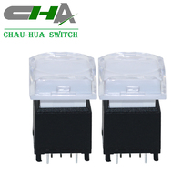 Sakelar Tombol Tekan Seri CHA C303 15x15mm 15A dengan Lampu Pencahayaan Lubang Tembus