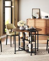 Table à manger pliable moderne et réglable avec 6 roulettes, étagère de rangement à 2 niveaux, design gain de place pour usage hôtelier