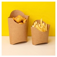 Boîte à frites en papier kraft écologique, personnalisable, jetable, pour frites et autres aliments à emporter, 12oz 16oz